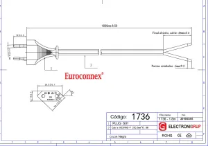 CABLE ALIMENTACION, 2x0.5mm,  1.5m — imagen 2