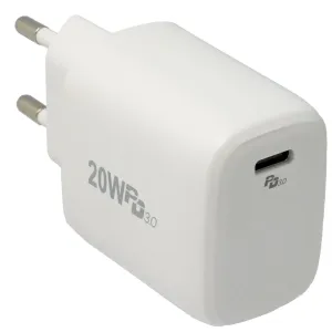 Cargador de pared USB-C 20W con Power Delivery (PD), Blanco — imagen 1