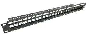 19" 1U Patch panel 24 puertos Cat.6 Vacío | Negro | Soporte desacoplable — imagen 1
