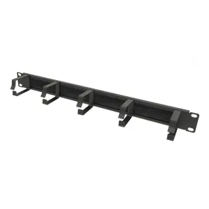 Organizador horizontal de cables de acero con cepillo y 5 anillos en forma D, 1U, una cara, para 19" — imagen 1