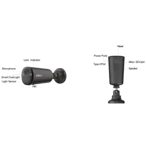 Tubular IP H265 4M Iluminación Dual LED20m/IR15m 2.1mm IP66 PIR MIC/Altavoz 4G AI color negro con batería + Panel Solar — imagen 2