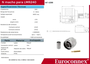 LMR240, N Macho Crimpar, PTFE — imagen 2