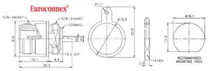 N Hembra Chasis, Tipo Rosca, PTFE — imagen 2