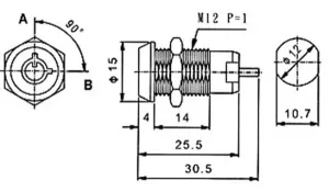 INTERRUPTOR DE CERRADURA MINI OFF-ON, CON DOS LLAVES, 125V. 1A  (250V. 0.5A) — imagen 2